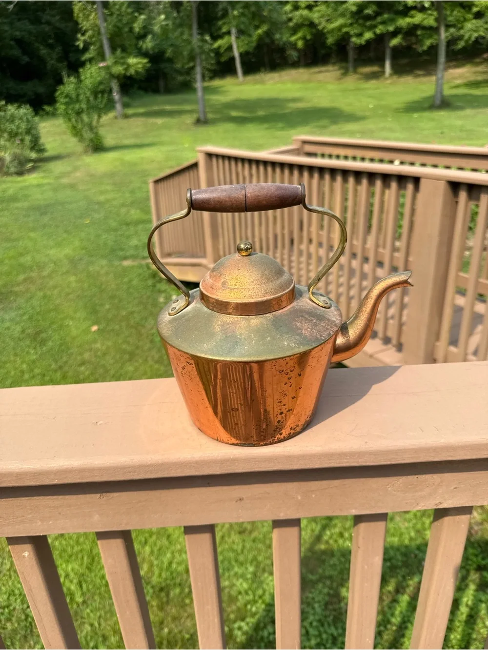 Vtg Tagus Portugal Copper Clad Teapot Kettle Rustic, Beautiful Patina